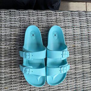 NWOT Women's Blue EVA Two Band Footbed Slide Sandals - Shade & Shore Size: 11